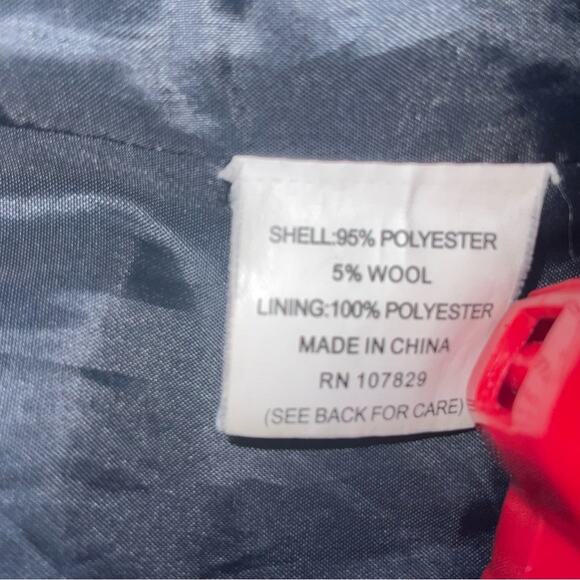 Sashimi Blue Military Ruffled Zip Front Peacoat M Preppy Winter Cozy Comfy - Picture 10 of 12